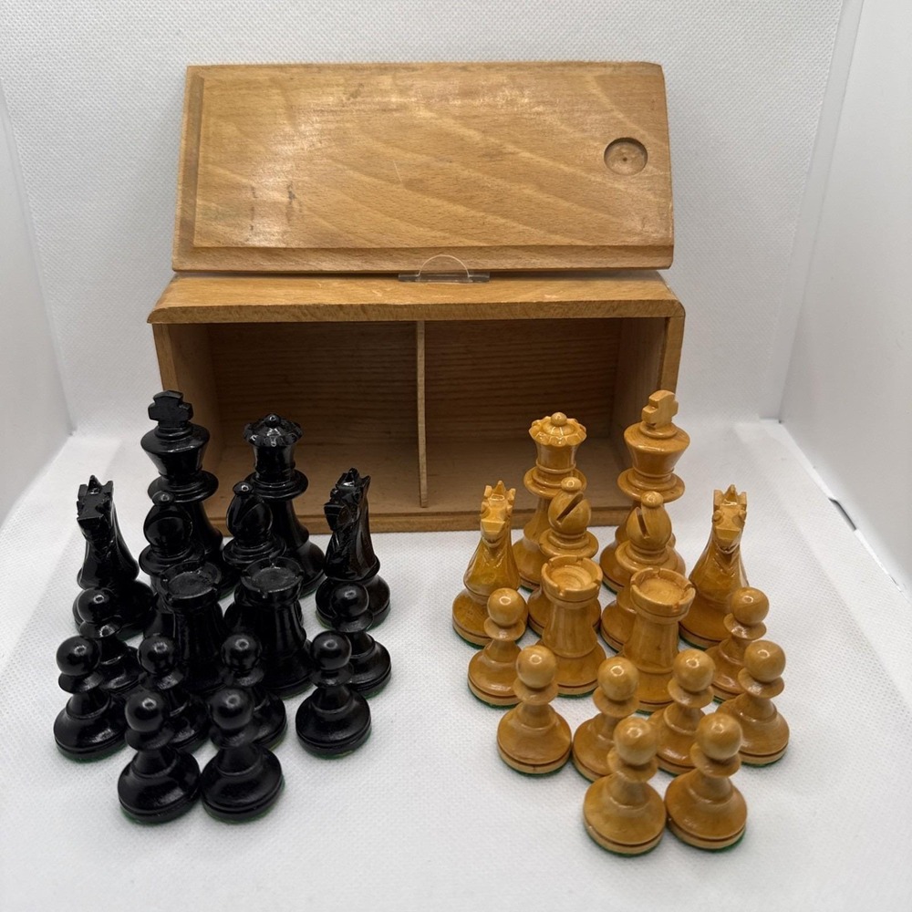 Vintage Rottgames French Wooden Chest Set Dovetail Box Made In France Complete